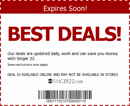 Singer22 coupon code 2019